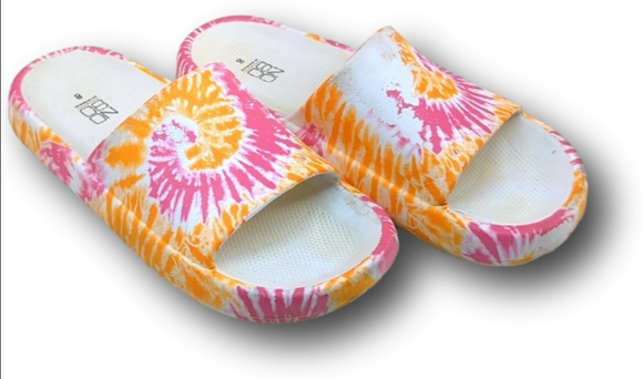 Pink and orange women's slides size 8 - Picture 1 of 4
